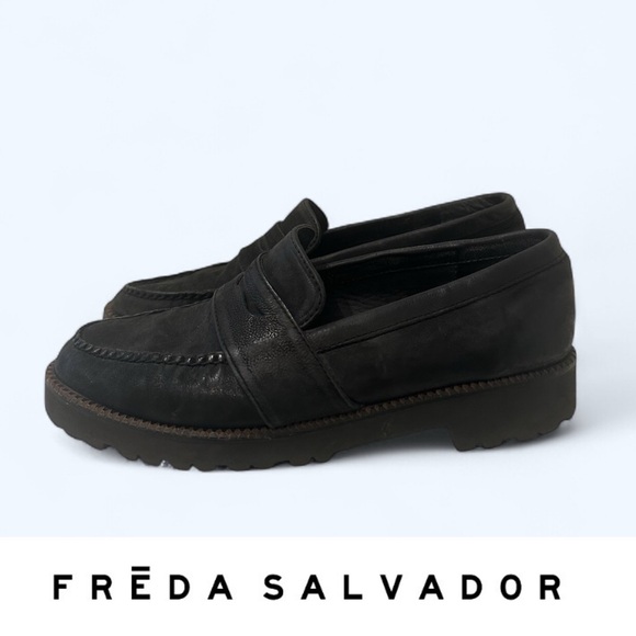 Freda Salvador Shoes - Freda Salvador Black Suede Char Loafers, Size 7.5, MSRP $400